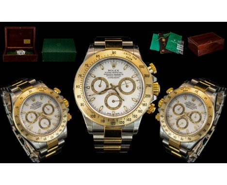 Rolex ' Daytona ' Gents Oyster Perpetual 18ct Gold and Steel Chronometer - Cosmograph Wrist Watch. Ref No 116523. Comes with 