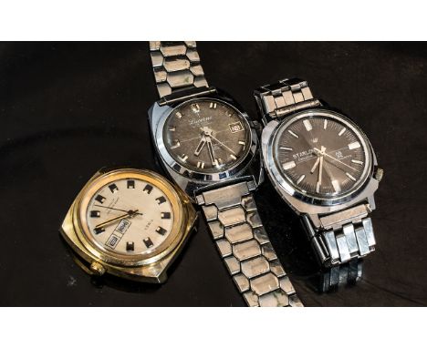 Three Gents Wrist Watches, to include a Starlon Executive manual wind, a Timex Day/Date Automatic, and a Lucerne De Luxe 37 A