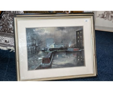 Original Pastel By Tom Brown entitled 'Gasworks Basin',  mounted framed and glazed with original receipt 1992, £545.00. Measu