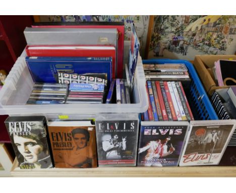 Two boxes of DVDs, CDs, books - Elvis Presley interest