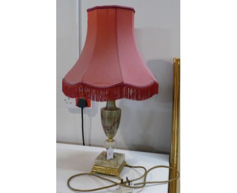 Onyx lamp base with red shade