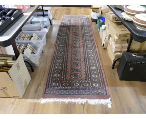Patterned brown runner, 270 cm x 79 cm