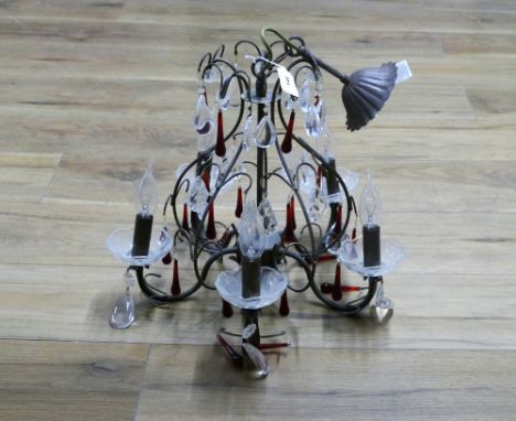Chandelier with red glass droppers