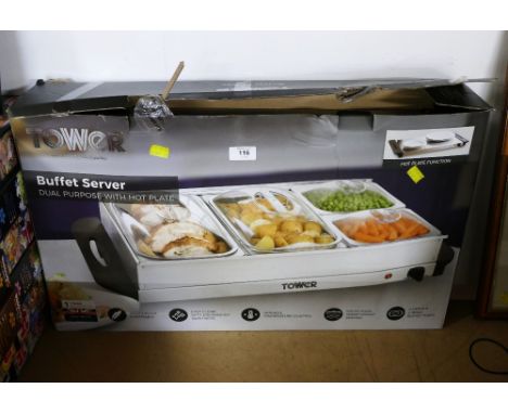 Boxed Tower Buffet Server, dual purpose with hotplate