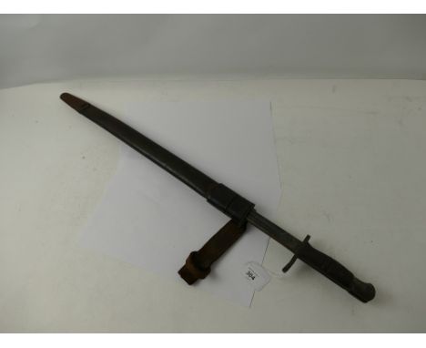 US British used World War 1 bayonet in leather scabbard. This bladed product is not for sale to people under the age of 18. B