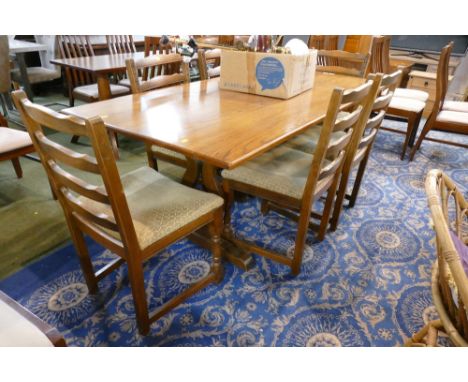 Refectory dining table and 6 ladder back chairs.