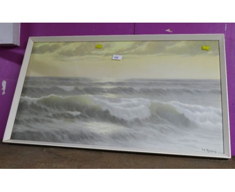 1960’s framed 78cm x 44cm print “The Song of The Surf” by Ed Mandon
