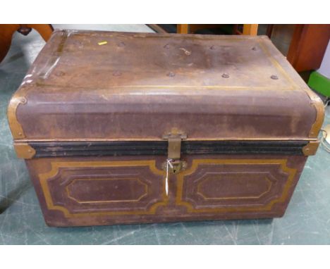 Vintage metal travel trunk