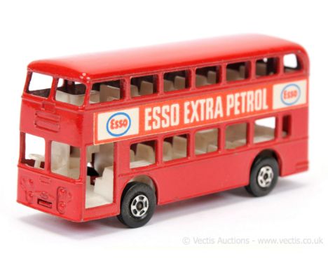 Matchbox Superfast 74a Daimler Fleetline Bus - dark red body &amp; base with Esso labels, small diameter 5-spoke narrow wheel