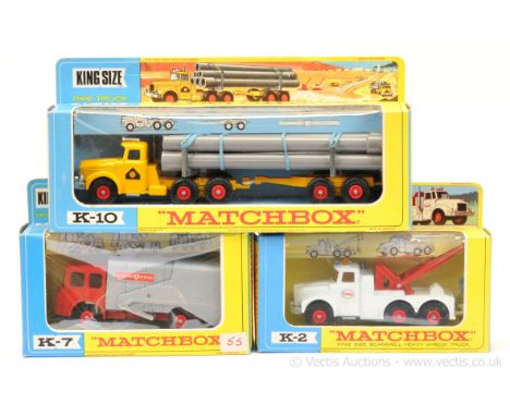 Matchbox King Size a group of Commercial Vehicles. (1) Scammell Contractor Esso Heavy Wreck Truck - white body with red plast