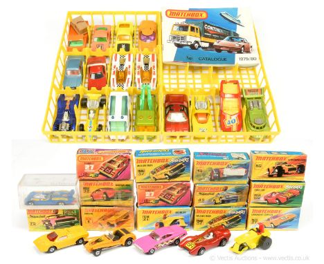 Matchbox Superfast group of both boxed &amp; unboxed models. 21b Rod Roller; 27b Lamborghini Countach; 60b Lotus Super Seven;
