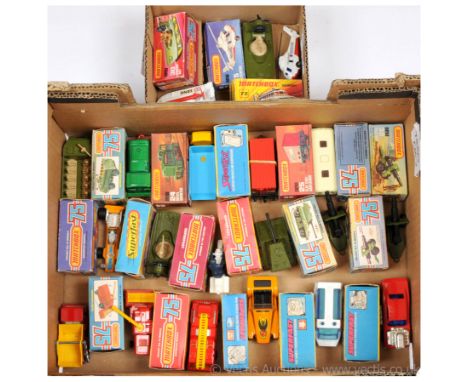 Matchbox Superfast group of 1970's issue models. Including 26b Big Banger Dragster; 2 x 32c Field Gun (both missing plastic a