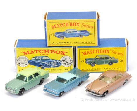 Matchbox Regular Wheels group of Cars.  (1) 28c Jaguar Mark 10 with metallic brown engine bay - Good Plus (scratches &amp; ma