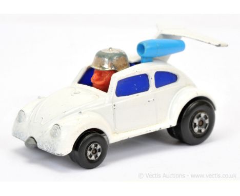 Matchbox Superfast 11b VW Beetle Flying Bug Dragster factory Pre-production colour trial - white body without label fitted, b