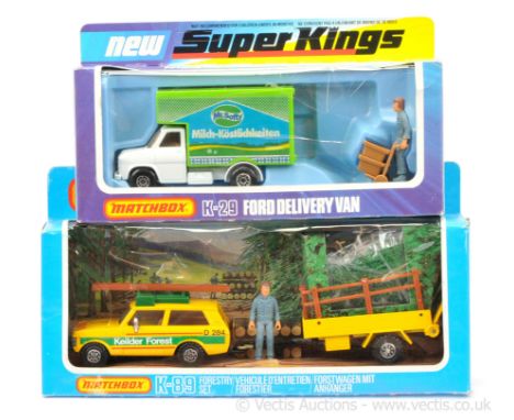 Matchbox Super Kings K29 Ford A-Series Delivery Van "Mister Softee" German market issue - white cab &amp; chassis, light ambe