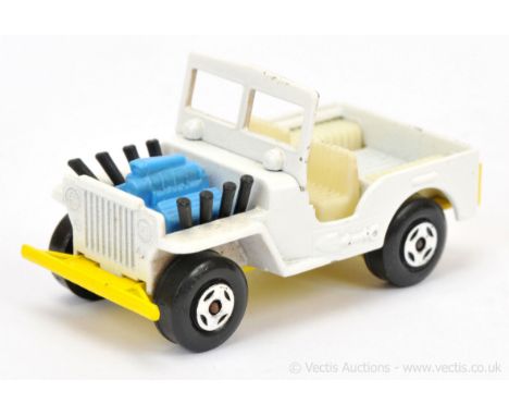 Matchbox Superfast 2b Jeep Hot Rod factory Pre-production colour trial - white body, blue plastic engine with black exhausts 