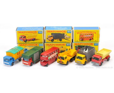 Matchbox Regular Wheels a group of late 1960's issue mostly Commercial Vehicles. (1) 5d London Routemaster Bus - BP Visco Sta