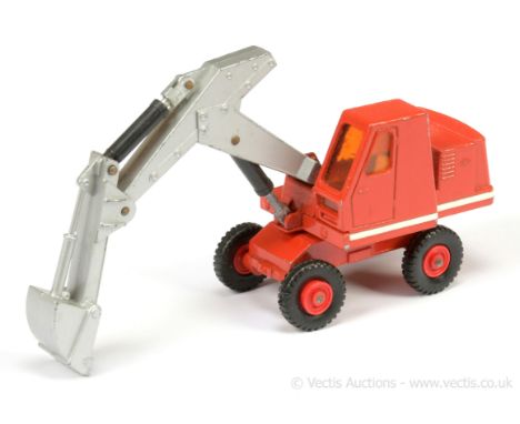 Matchbox King Size K1 O&amp;K Hydraulic Excavator factory Pre-production trial model - red body &amp; chassis, dark amber win