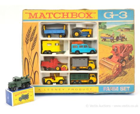 Matchbox G3 Farm Gift Set - contents are Good to Excellent but all would benefit from cleaning (Dodge Cattle Truck missing on
