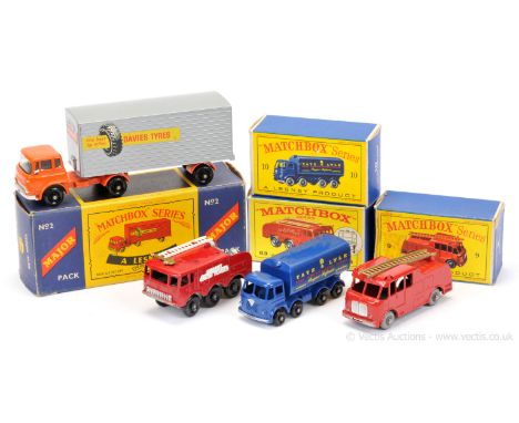 Matchbox Regular Wheels group of Commercial &amp; Emergency Service Vehicles.  (1) 9c Merryweather Marquis Fire Engine - dull