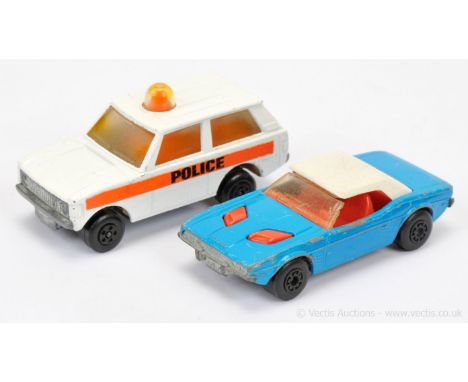 Matchbox Superfast 20b Range Rover Police Patrol - white body with orange stripe police labels, clear frosted windows, orange