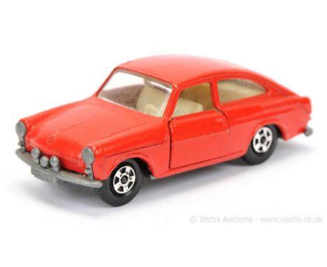 Matchbox Superfast 67a Volkswagen 1600 TL - red body with semi-matt paint finish, clear windows, ivory interior, bare metal b