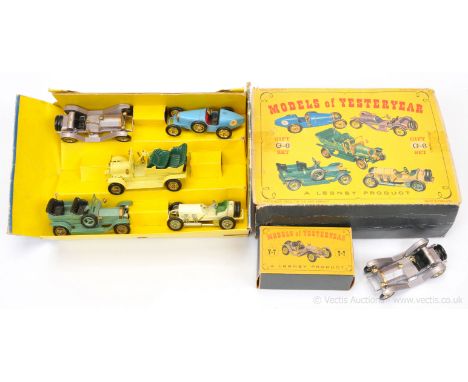 Matchbox Models of Yesteryear G6 Veteran Car Gift Set containing, (1) Y6 Bugatti type 35 - mid-blue body with racing number 6