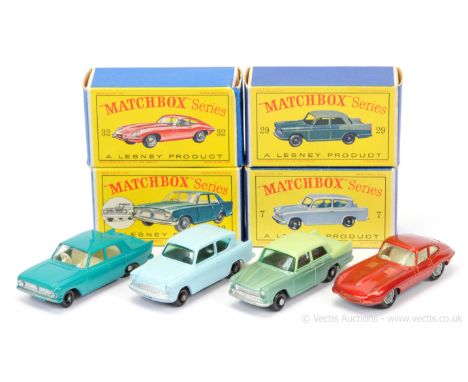 Matchbox Regular Wheels group of British Cars.  (1) 7b Ford Anglia - pale blue body without rear silver trim &amp; without re