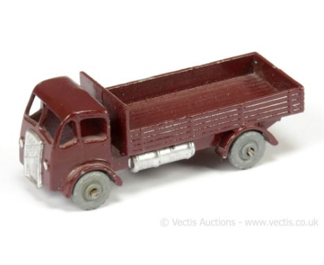 Matchbox Regular Wheels 20a ERF Dropside Lorry - factory trial model - dark maroon body with silver trim, Hybrid rear shallow