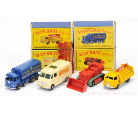 Matchbox Regular Wheels a group of Commercial &amp; Construction Vehicles. (1) 10c Foden Sugar Container Truck - with silver 