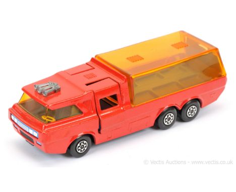 Matchbox Super Kings K7 Racing Car Transporter factory Pre-production colour trial - red body, metallic silver rear tailgate,