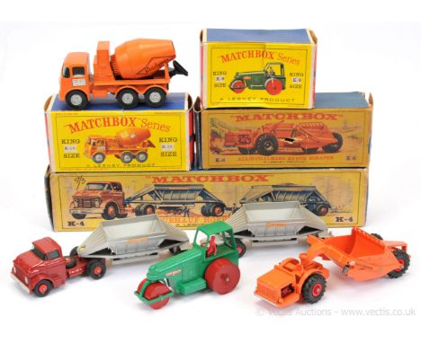 Matchbox King Size group of Commercial &amp; Construction Vehicles.  (1) K4 GMC Fruehauf Hopper Train with early trailer labe