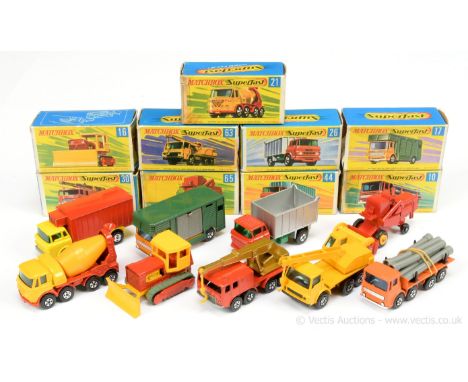 Matchbox Superfast group of mostly Commercial vehicles. (1) 10a Leyland Pipe Truck complete with grey plastic pipes removed f