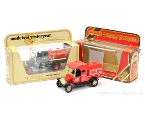 Matchbox Models of Yesteryear pair of 2 x Y3 1912 Ford Model T Tanker (1) "Red Crown Gasoline" - rare issue 4 - rare Matchbox