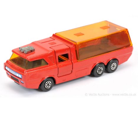 Matchbox Super Kings K7 Racing Car Transporter factory Pre-production colour trial - red body &amp; rear tailgate, light ambe