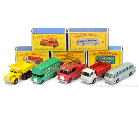 Matchbox Regular Wheels group of mostly Commercial Vehicles.  (1) 3b Bedford TK Tipper Truck - light grey cab &amp; chassis w