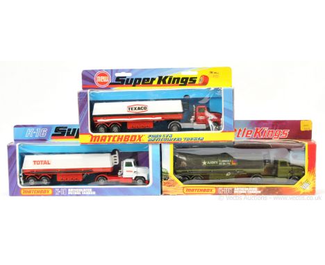 Matchbox Super Kings 2 x K16 Ford LTS Articulated Tanker (1) "Texaco" - tractor unit has metallic red cab with rare striped h