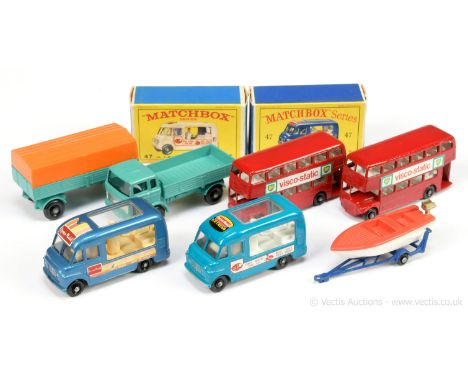 Matchbox Regular Wheels 2 x 47b Commer Ice Cream Van. (1) "Lyons Maid" - metallic blue body with type A roof &amp; side decal