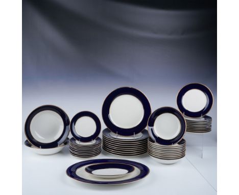 Royal Castle Selected Fine China dinnerware in Cobalt Blue with gold trim, made in Japan, featuring a sophisticated design wi