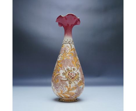 This exquisite Royal Doulton Slater's Patent vase showcases the signature tapestry-style decoration with intricate raised gil