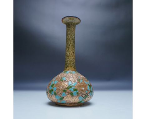 This exquisite Royal Doulton Tapestry Vase showcases intricate craftsmanship with a striking textured surface adorned in gold