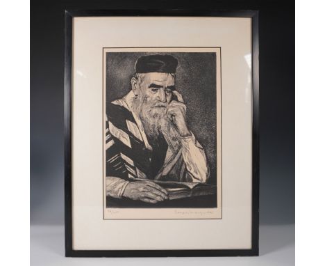 Signed original black and white etching At Prayer by renowned artist Joseph Margulies (1896-1984). This expressive portrait c