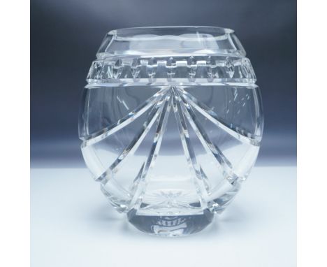 A striking Waterford Crystal Overture Rose oval vase, showcasing exquisite craftsmanship with brilliant wedge and fan cuts th