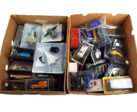 Two boxes of boxed mixed Diecast vehicles, aeroplanes etc, various scales and makes