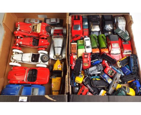 Two boxes of mixed Playworn Diecast vehicle's, various scales and makes