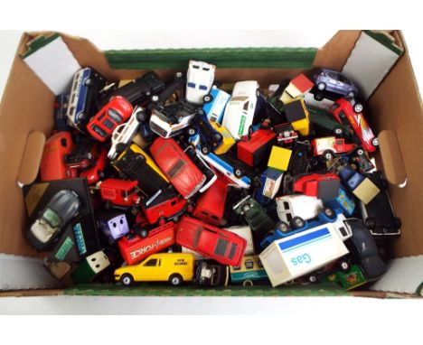Box of Playworn Diecast vehicles, various makes and scales