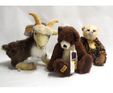 Merrythought bear, Benjie, limited edition and Merrythought goat and Cotswold bear Marmalade, No 94-100