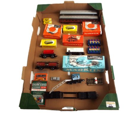 A collection of Marklin The 00/H0 gauge model railway rolling stock, coaches, wagons and accessories