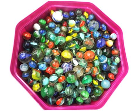 Tub of vintage marbles