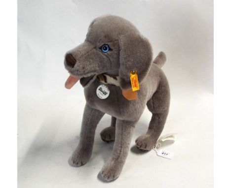 Steiff animal Ajnnes Weimaraner, 035364, height 36 cm with button to ear